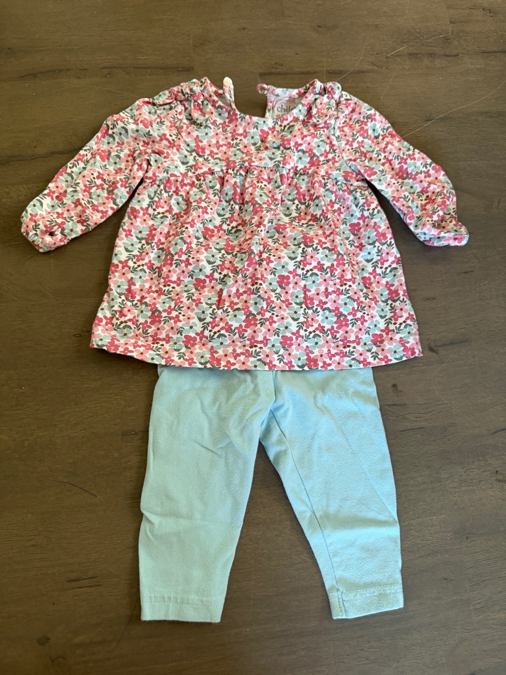 Carters Child of Mine 2pc Floral Top and Mint Leggings Set